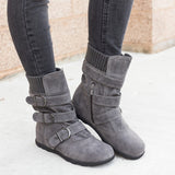 Casual Knitted Low Heel Boots