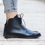 Women Color Block Vintage Lace-Up Boots