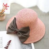 Summer Casual Solid Straw Bow Hat