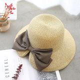 Summer Casual Solid Straw Bow Hat