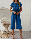 Summer Cotton Linen Solid Color Jumpsuit