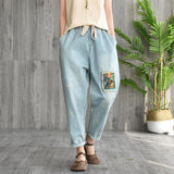 Vintage Patch Designs Loose Harem Pants