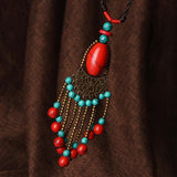 Ethnic Exaggerated Tassel Long Pendant Necklaces