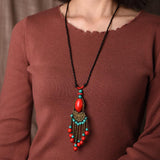 Ethnic Exaggerated Tassel Long Pendant Necklaces