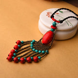 Ethnic Exaggerated Tassel Long Pendant Necklaces