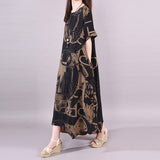 Abstract Print Irregular Hem Maxi Dress