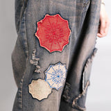 Women Embroidery Patchwork Burr Casual Jeans