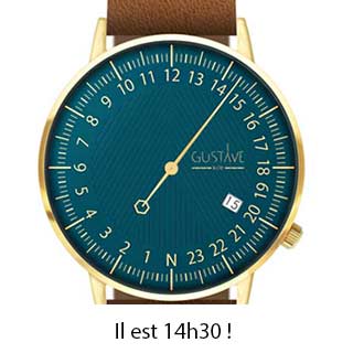 Cadran 24h montre mono aiguille pour femme