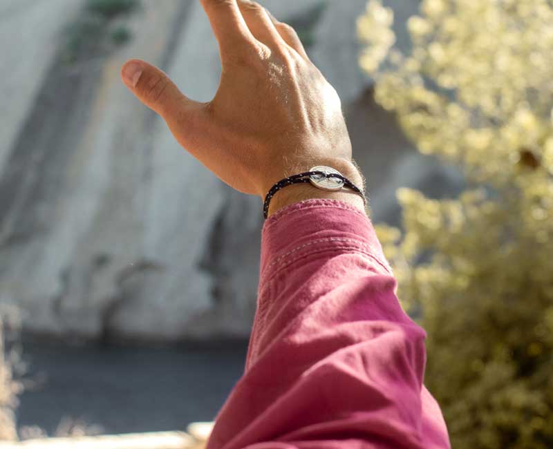 Bracelet bleu blanc rouge en argent pour homme