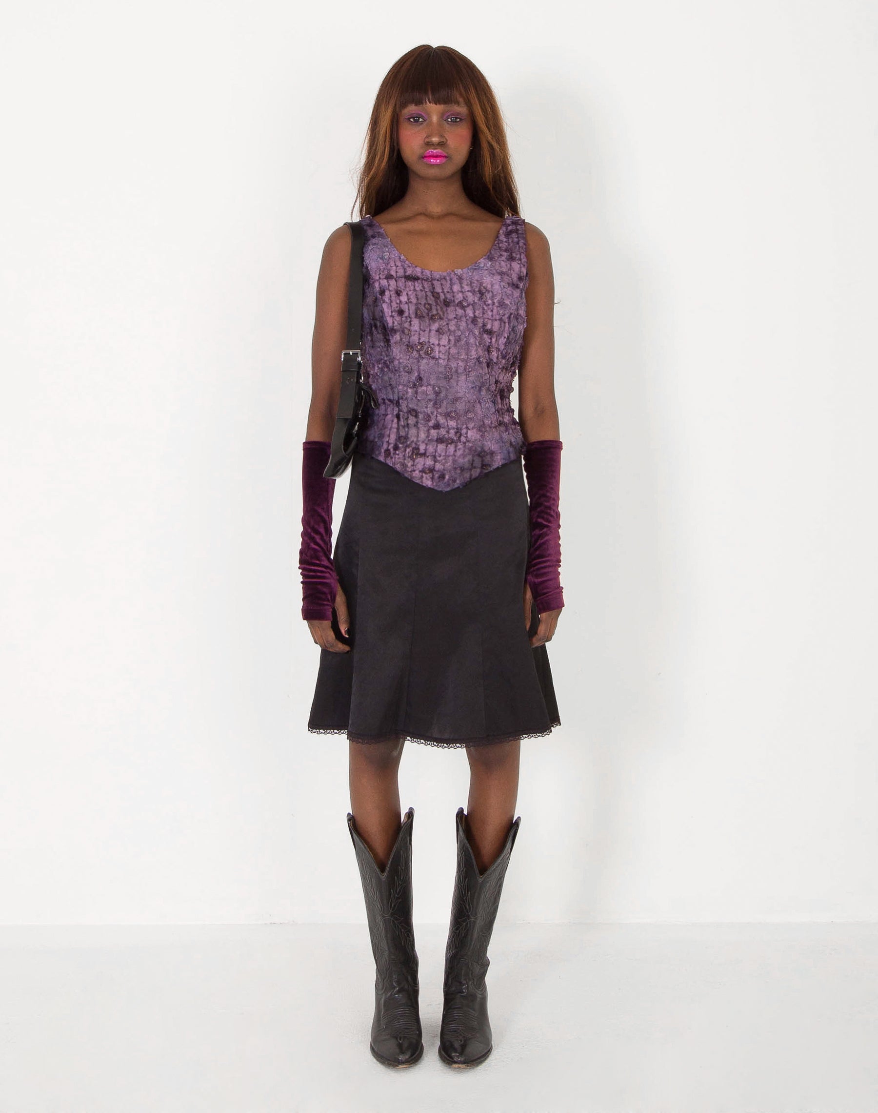 Image of TEXTURED PURPLE Y2K CORSET TOP (S)