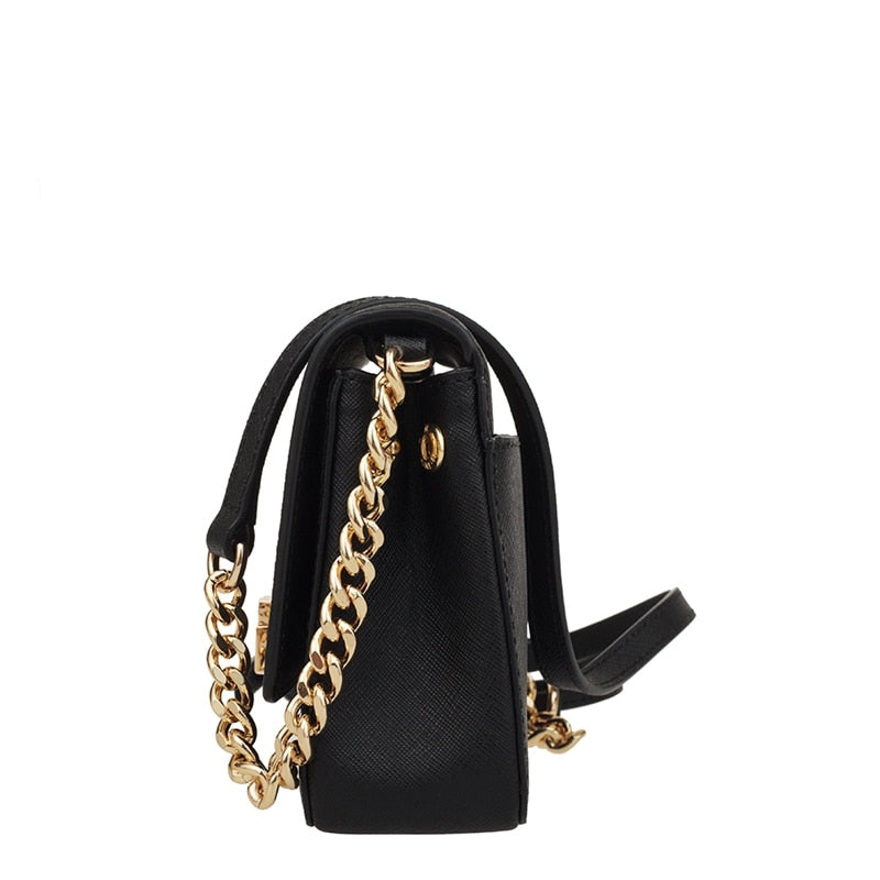 michael kors black clutch with gold chain