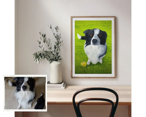 Custom dog oil painting portrait