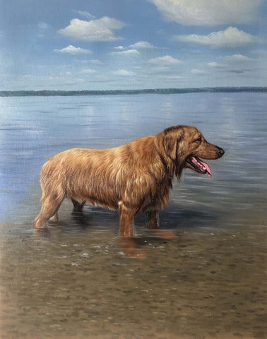 Custom oil dog portrait painting