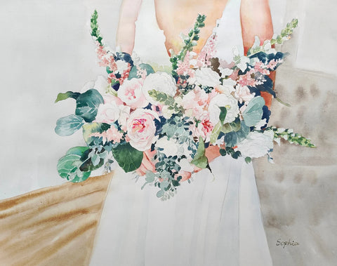 Hochzeitsstrauß in Kunst verwandeln Handgemalte Gemälde