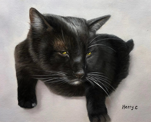 Hand-Painted Cat Portraits Preserving Feline Majesty