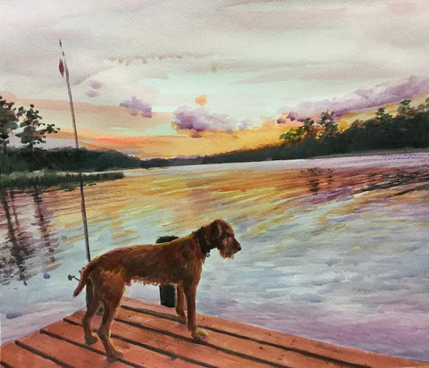 Watercolor dog portrait painting