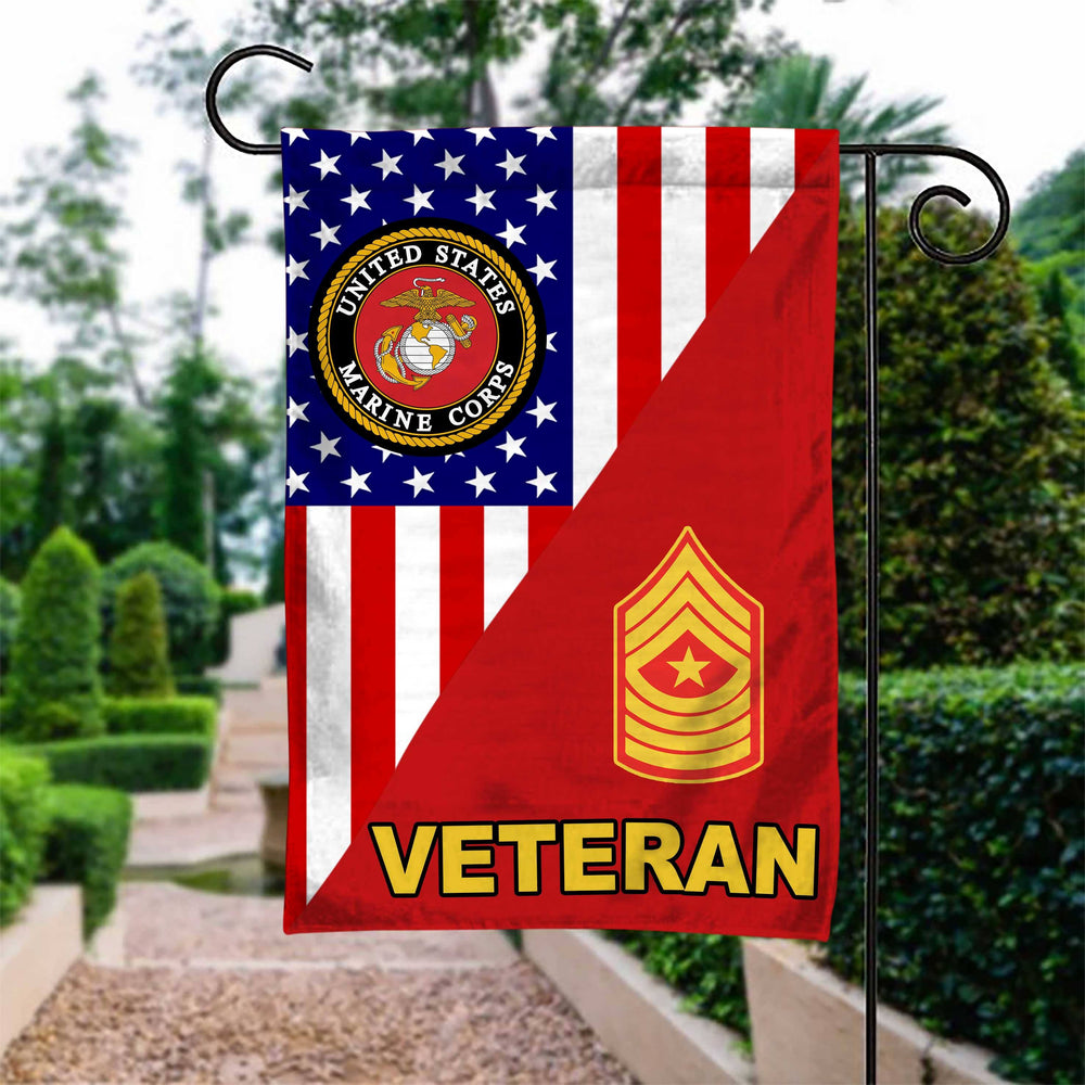 Us Marine Rank Marine Corps Veteran Garden Flag Double Sided Print