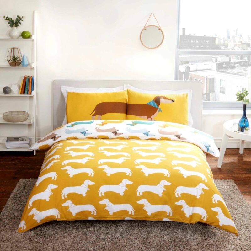 Sausage Dog Dachshund Animal Print Novelty Fun Reversible Duvet