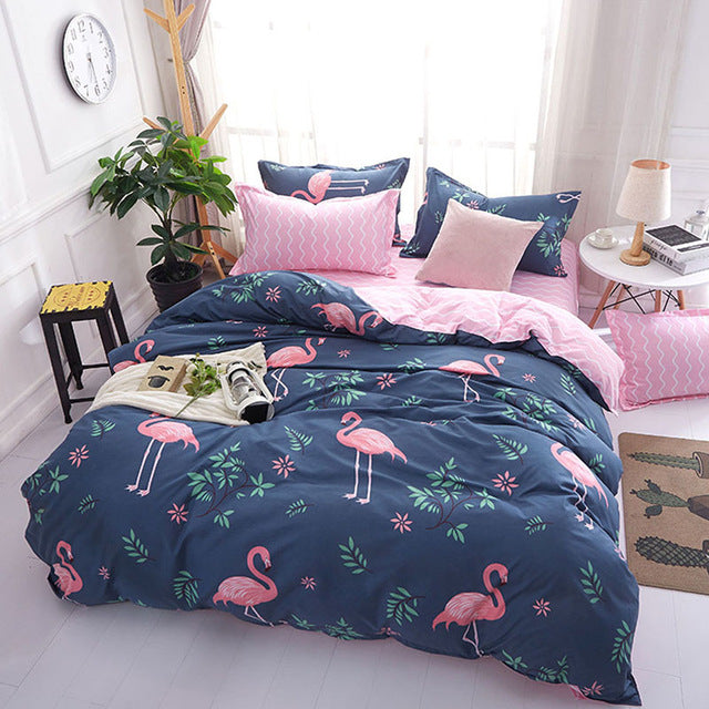Camping Bedding Set Camper Flamingo Duvet Cover Ab Side Bed Linens