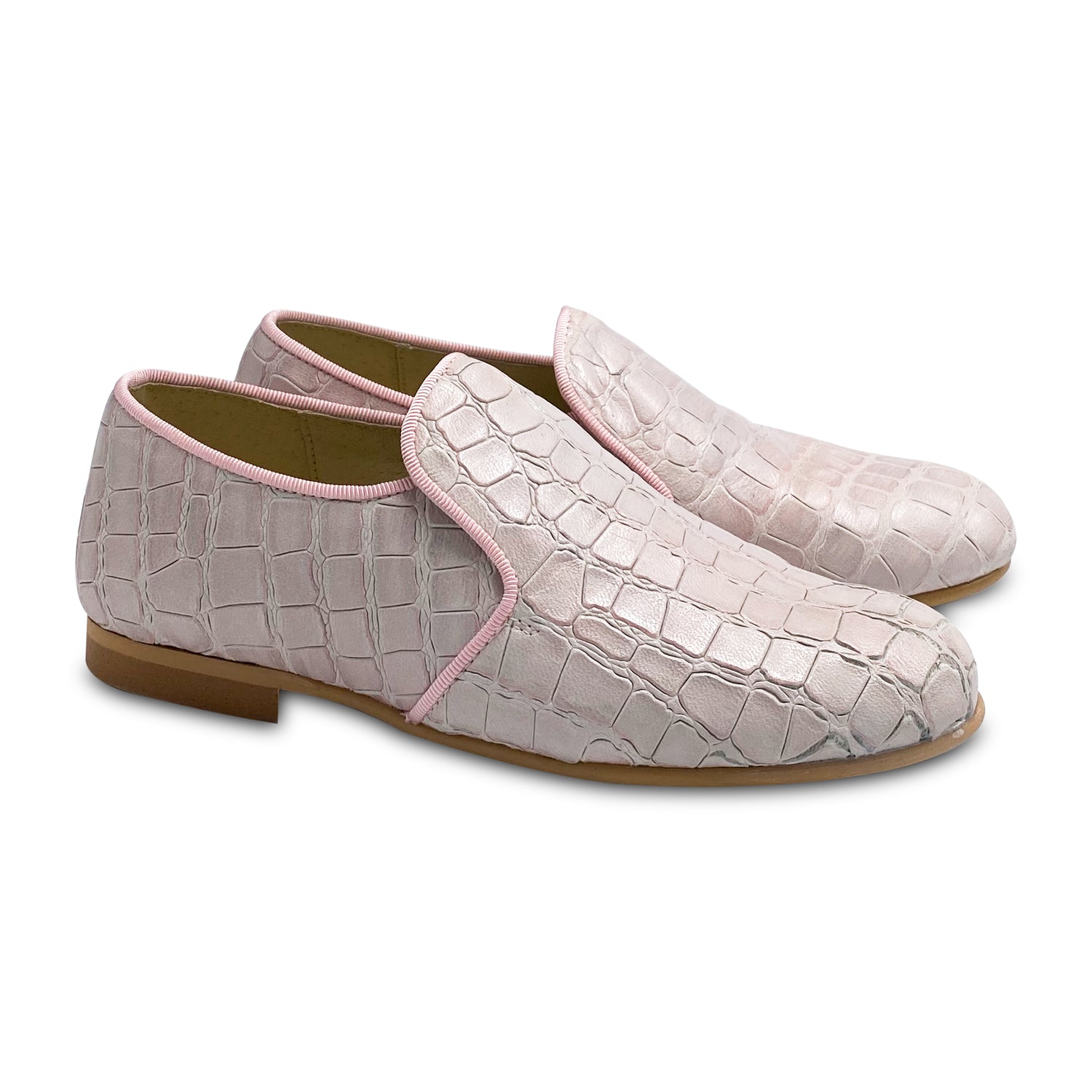 Brunellis Soft Pink Crocodile Slip On Loafer S1318 – Laced Shoe Inc