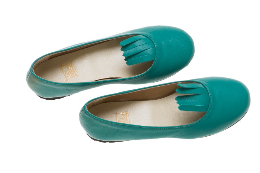 teal ballerina flats