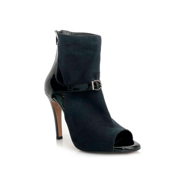 Tempest - Made to Order - Black Open Toe Mesh Cut Out Bootie