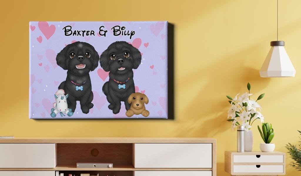 Custom Cartoon Style Shih Tzu Dog Portrait Canvas