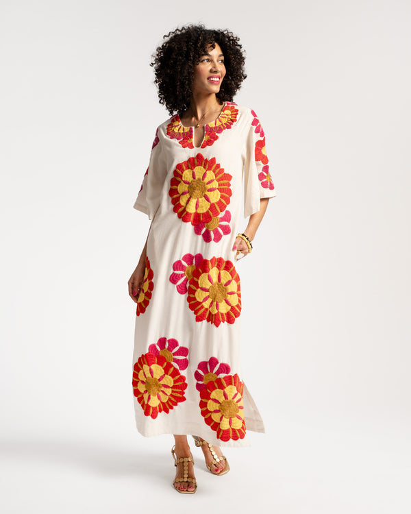 Spinnaker Maxi Dress Sunrise Coral Multi – Frances Valentine