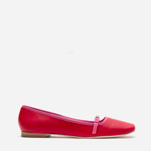pink leather flats