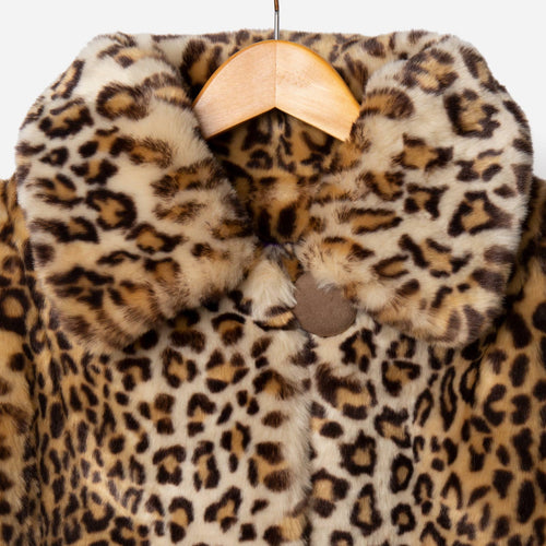 short faux fur leopard print jacket