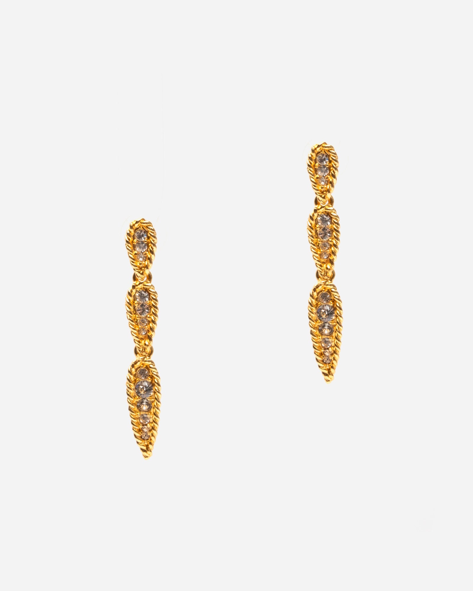 Tri Gold Crystal Tear Drop Earrings