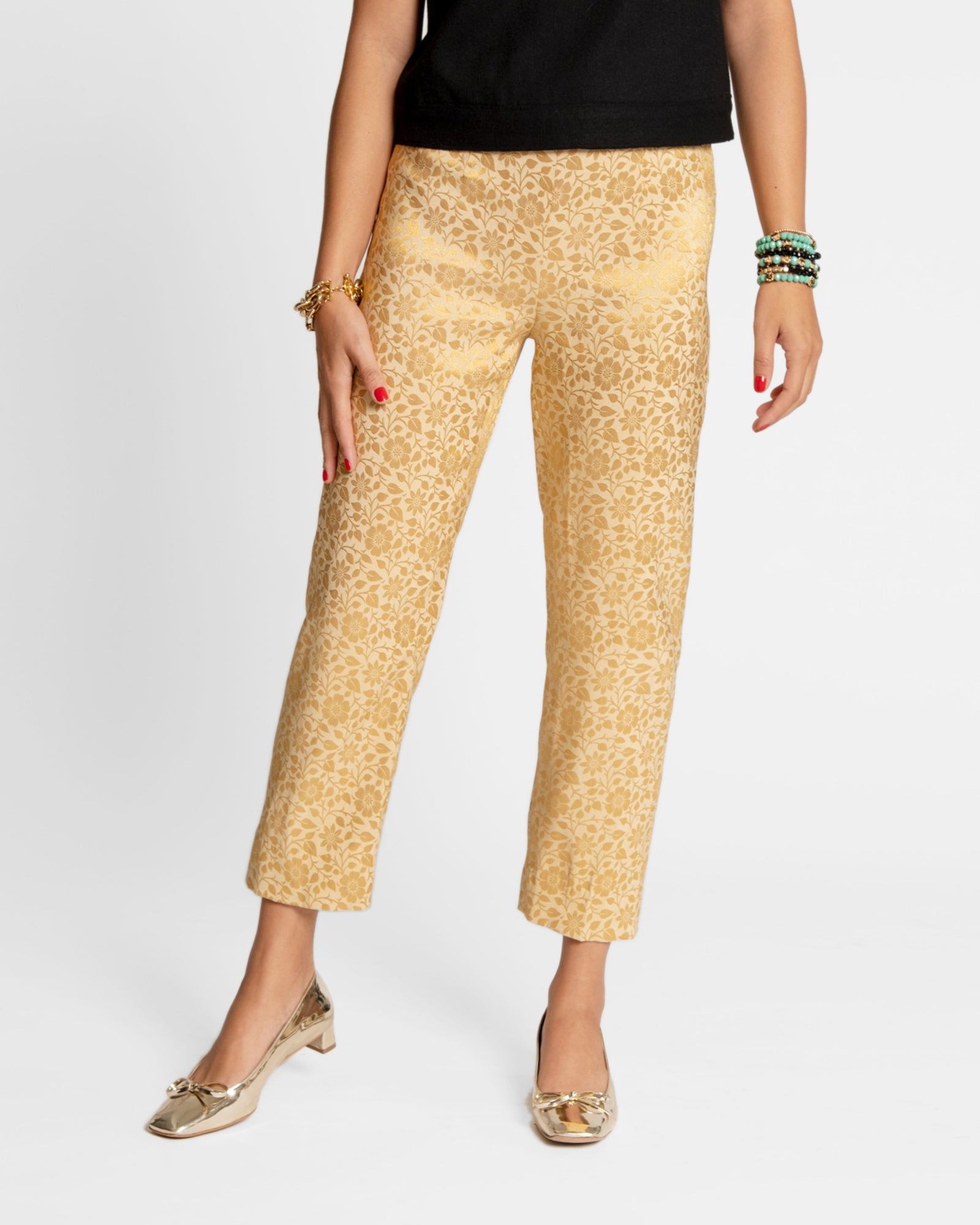 Petrie Pant  Floral Jacquard Gold