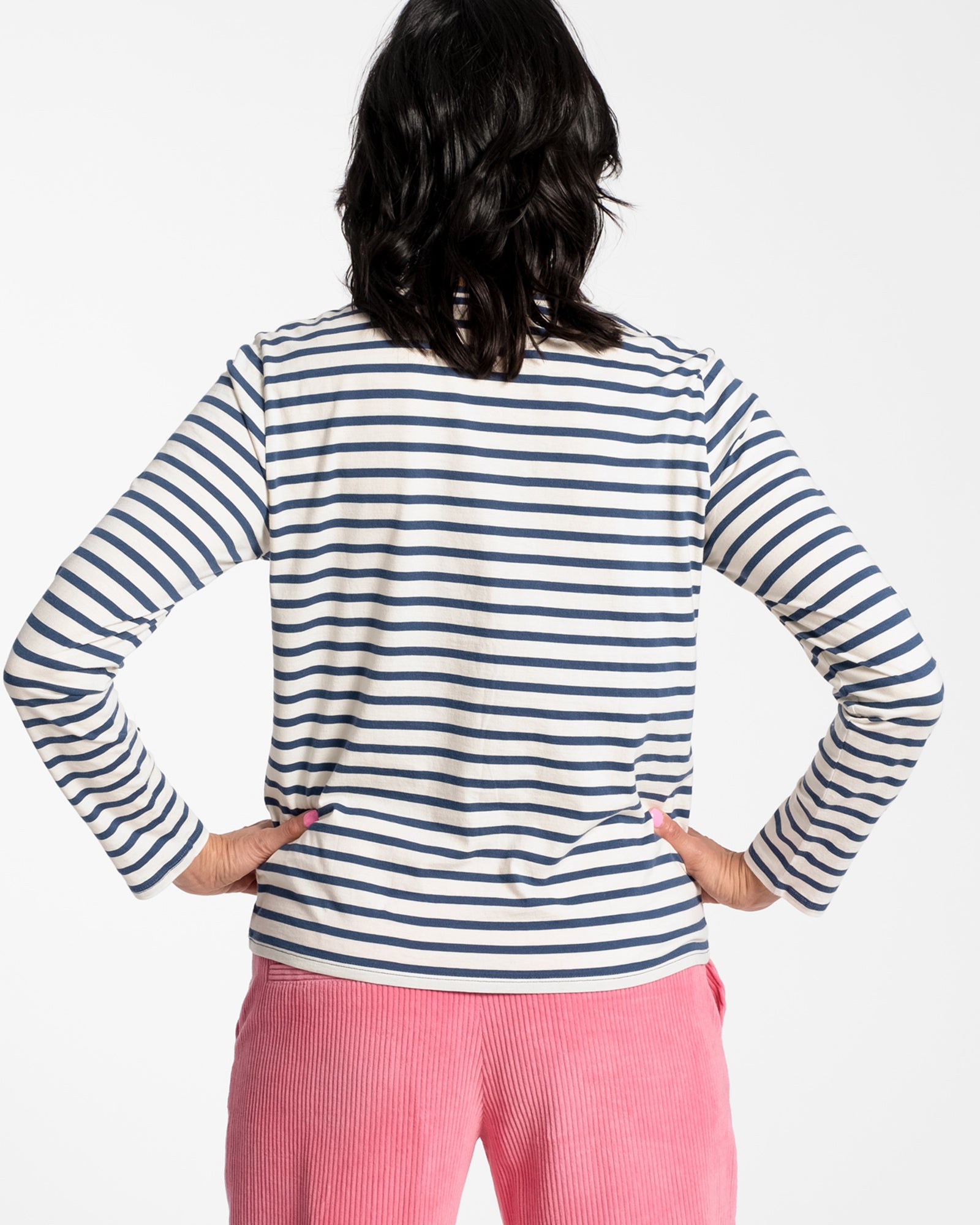 Long Sleeve Striped Shirt Oyster Navy