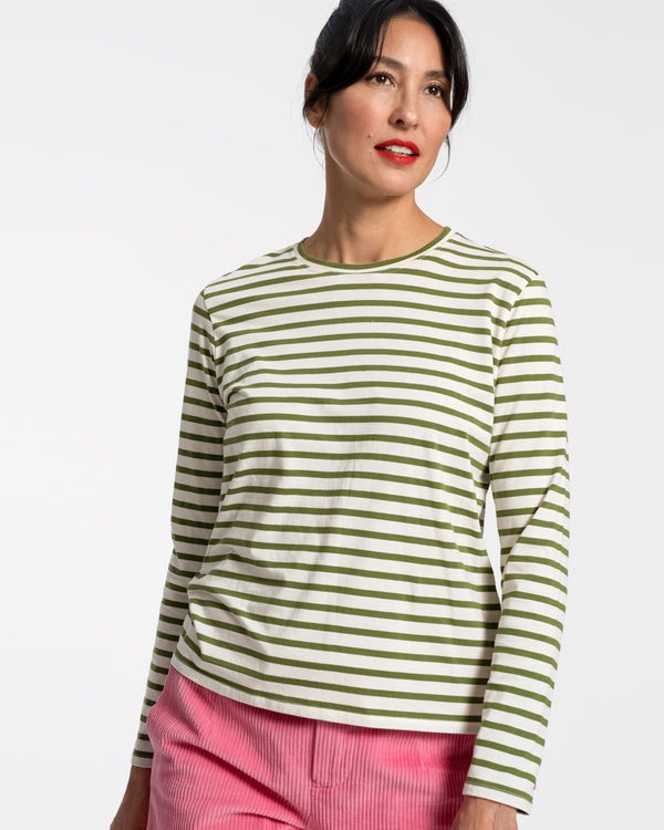 Long Sleeve Striped Shirt Navy Mustard | Frances Valentine