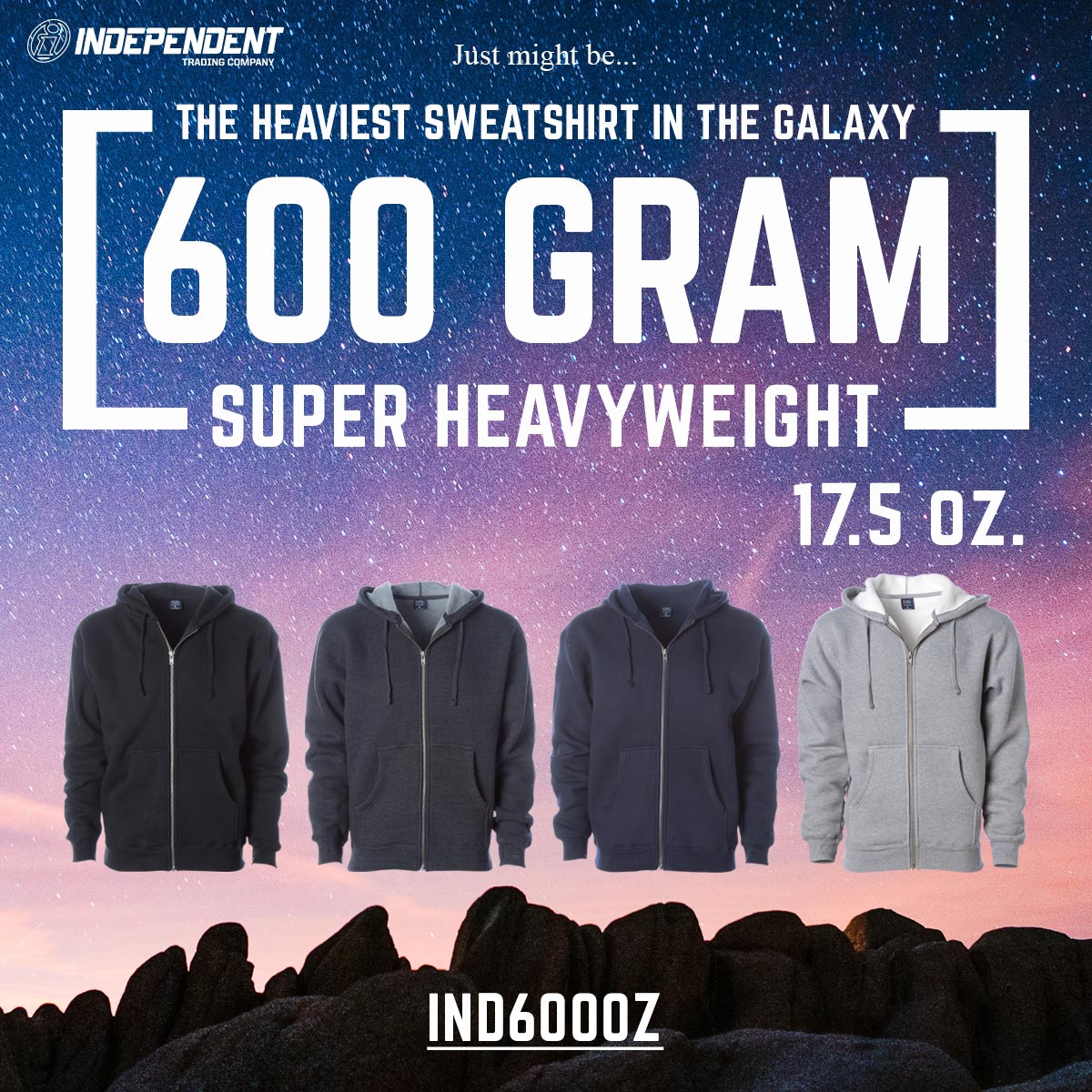 600gm Super Heavyweight Hooded Sweatshirt - Independent Trading Company