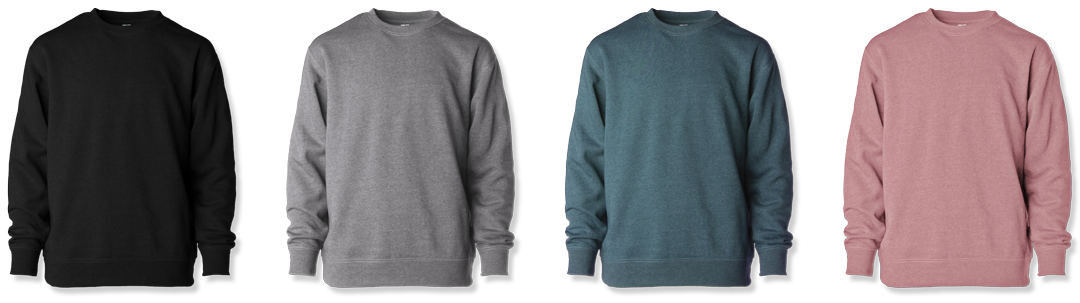 youth crew neck sweatshirts in various colors