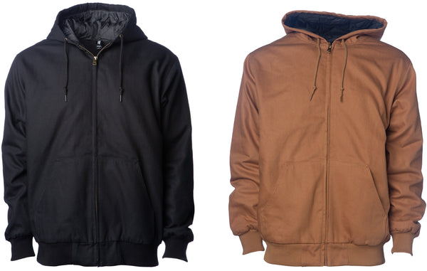 Garment image of the EXP550Z Men's Insulated Canvas Workwear Jacket in 2 available colors.