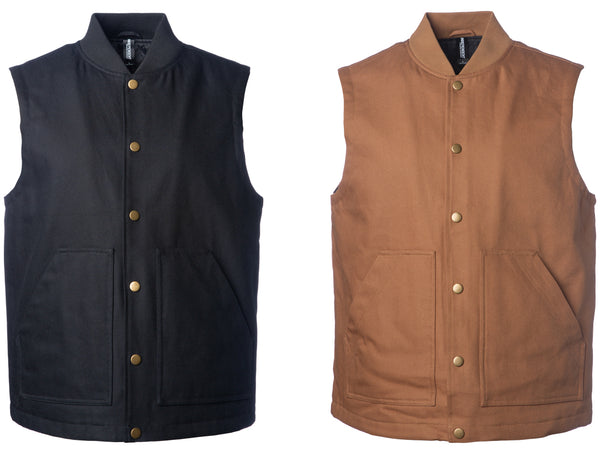 Garment image of the EXP560V Men's Insulated Canvas Workwear Vest in 2 available colors.