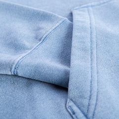 Pigment Dye sleeve & pocket detail in color Pigment Slate Blue.