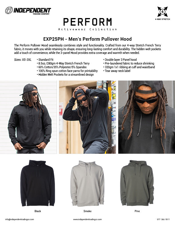 EXP25PH Perform hooded pullover info Sales Sheet