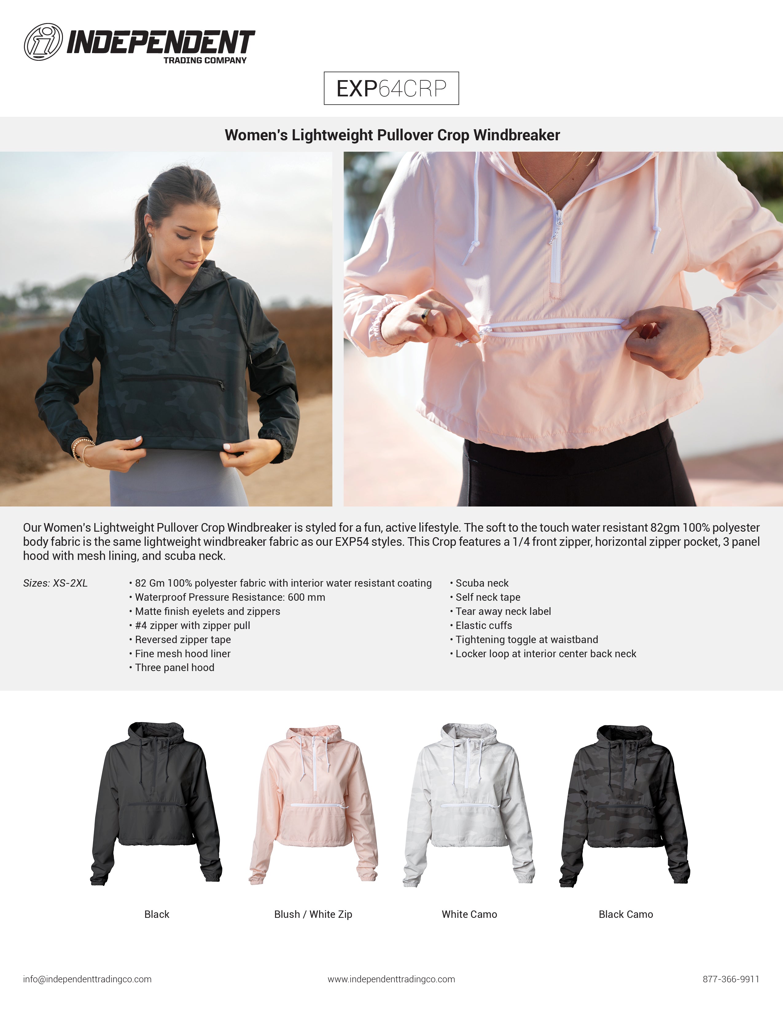 EXP64CRP Women’s Lightweight Crop Windbreaker