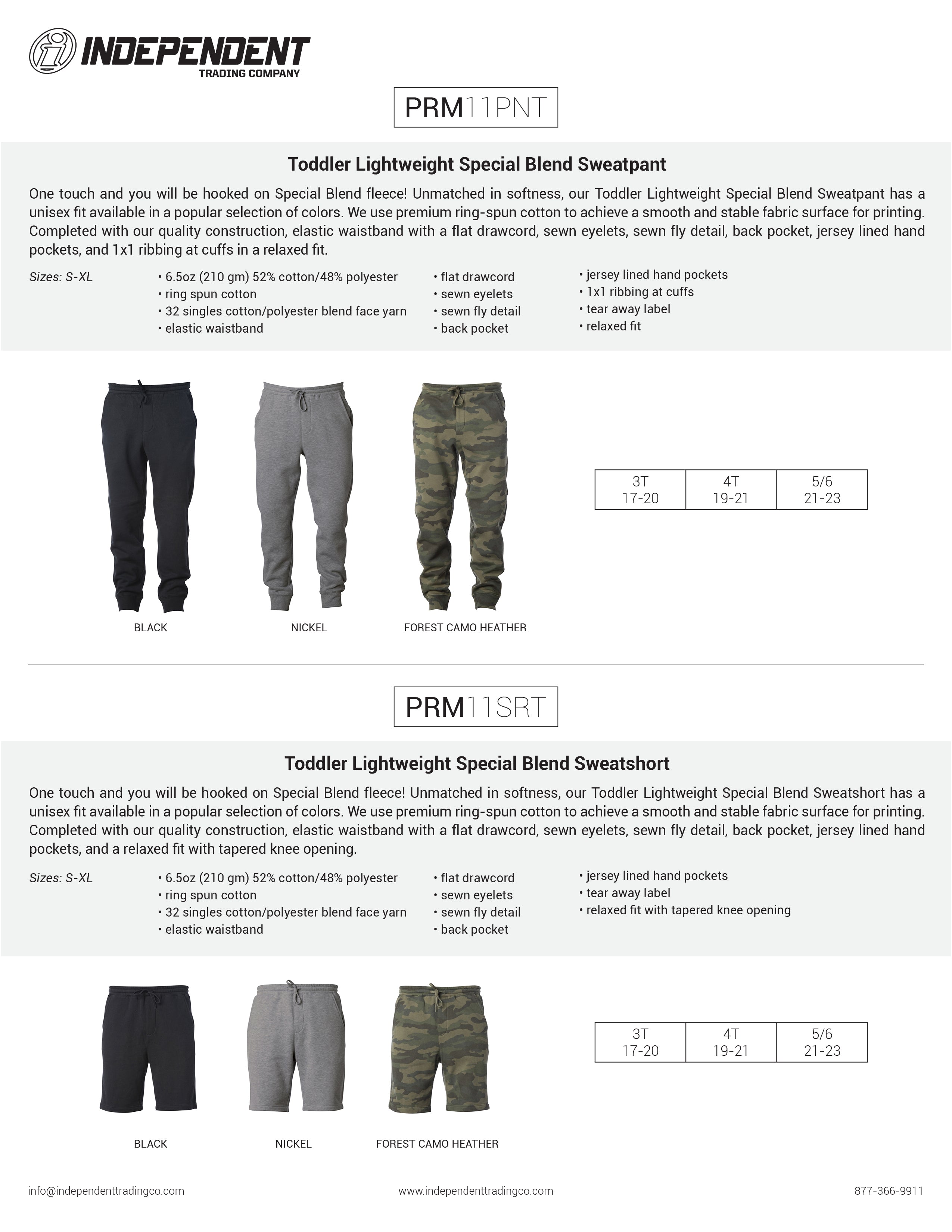 PRM11PNT + PRM11SRT Toddler Lightweight Special Blend Sweatpant & Sweatshort