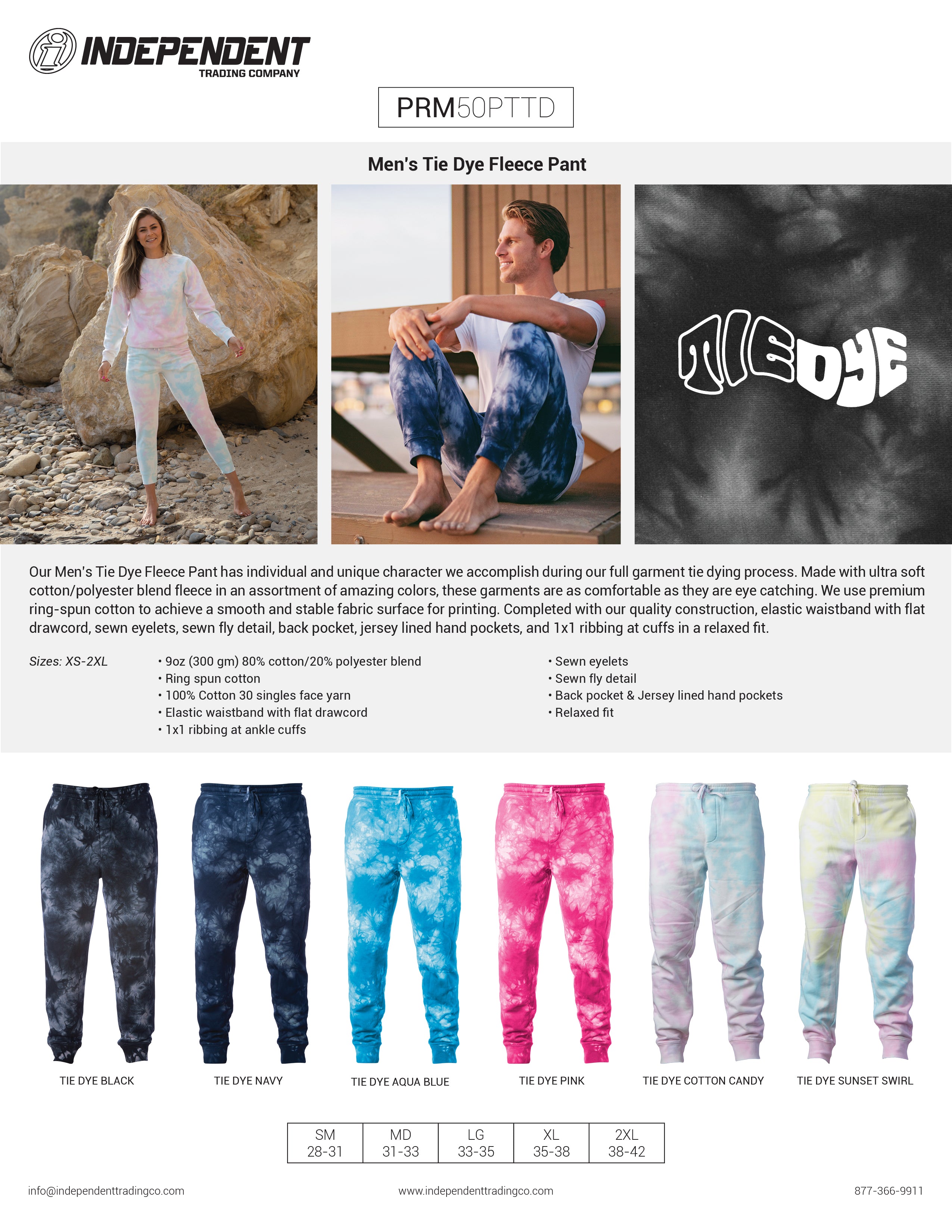 PRM50PTTD Men's Tie Dye Fleece Pant