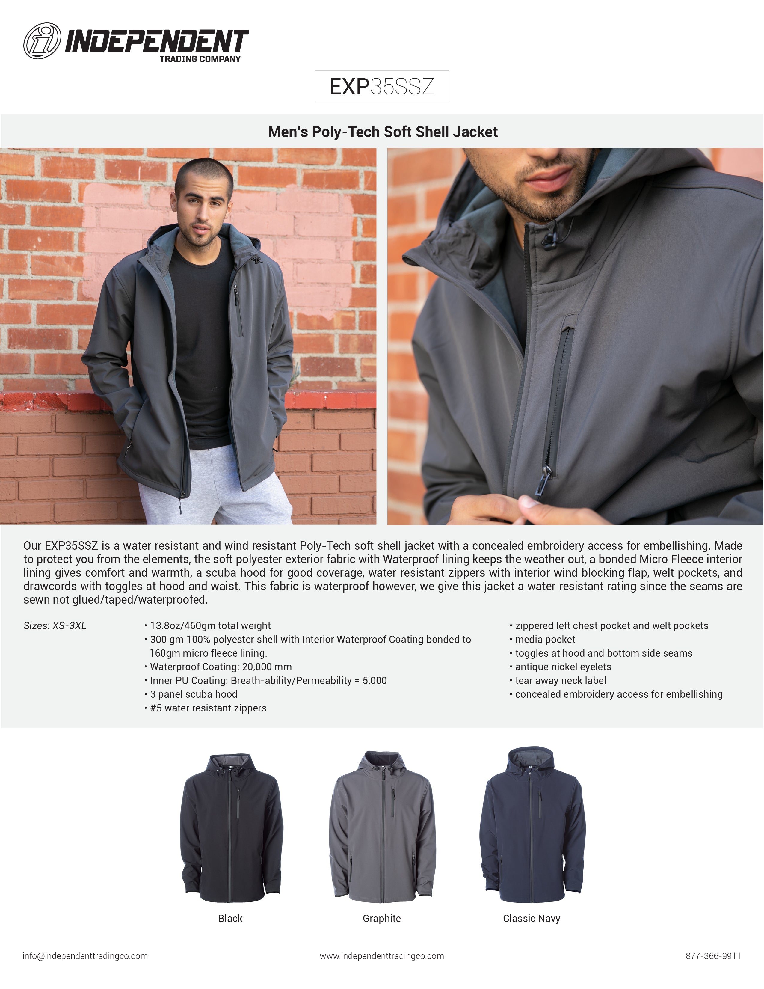 EXP35SSZ Poly-Tech Water Resistant Soft Shell Jacket