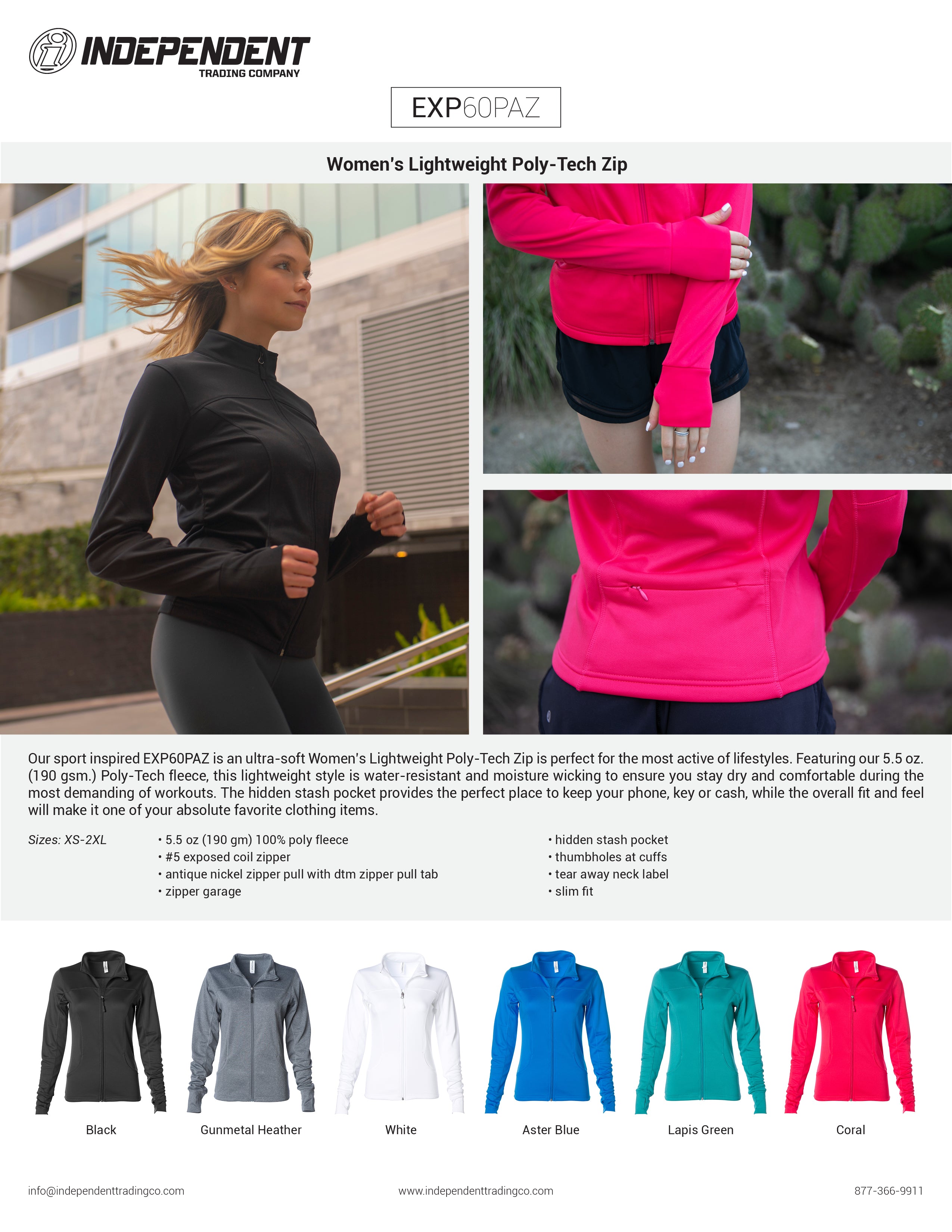 EXP60PAZ Women's Lightweight Poly-Tech Zip