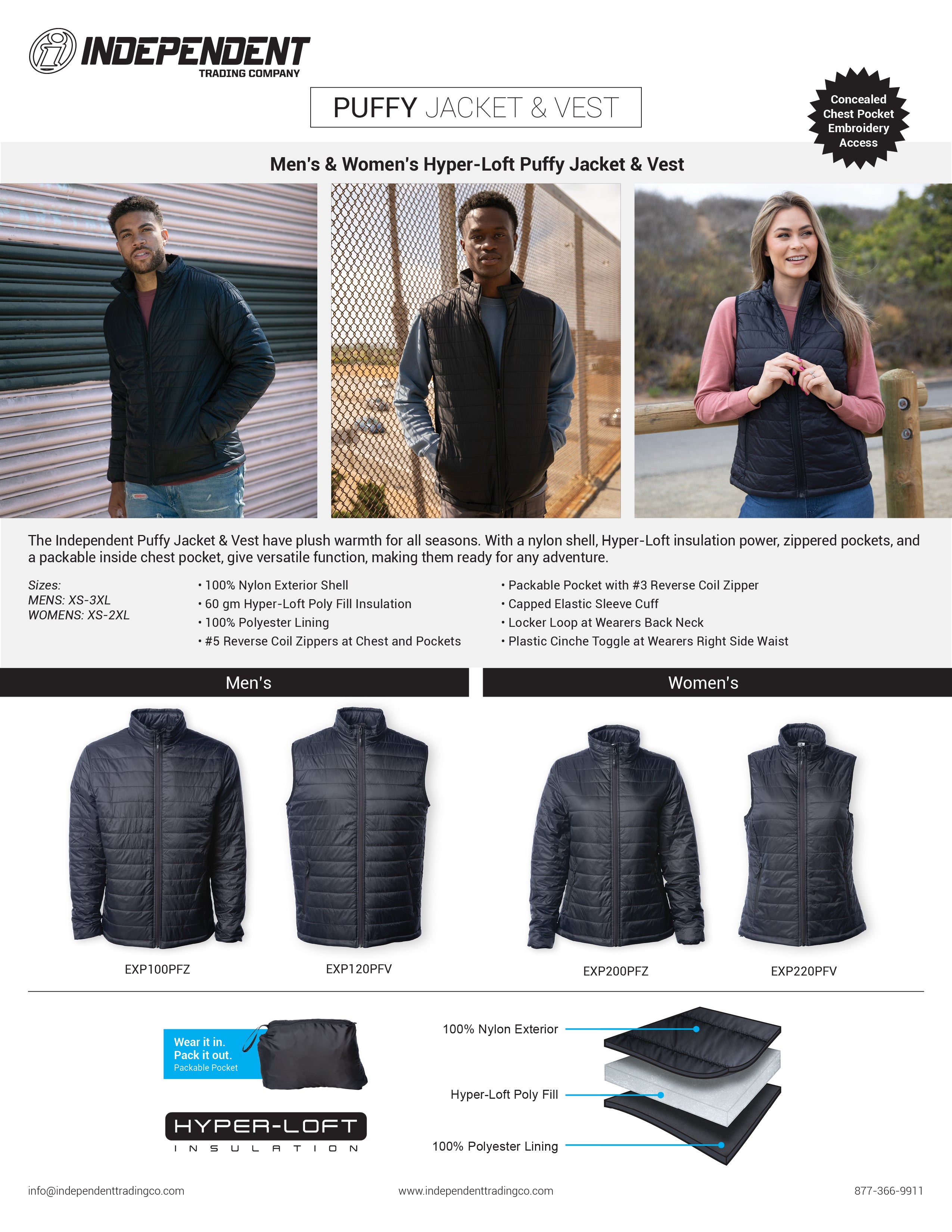 Men's & Women's Hyper-Loft Puffy Jacket & Vest