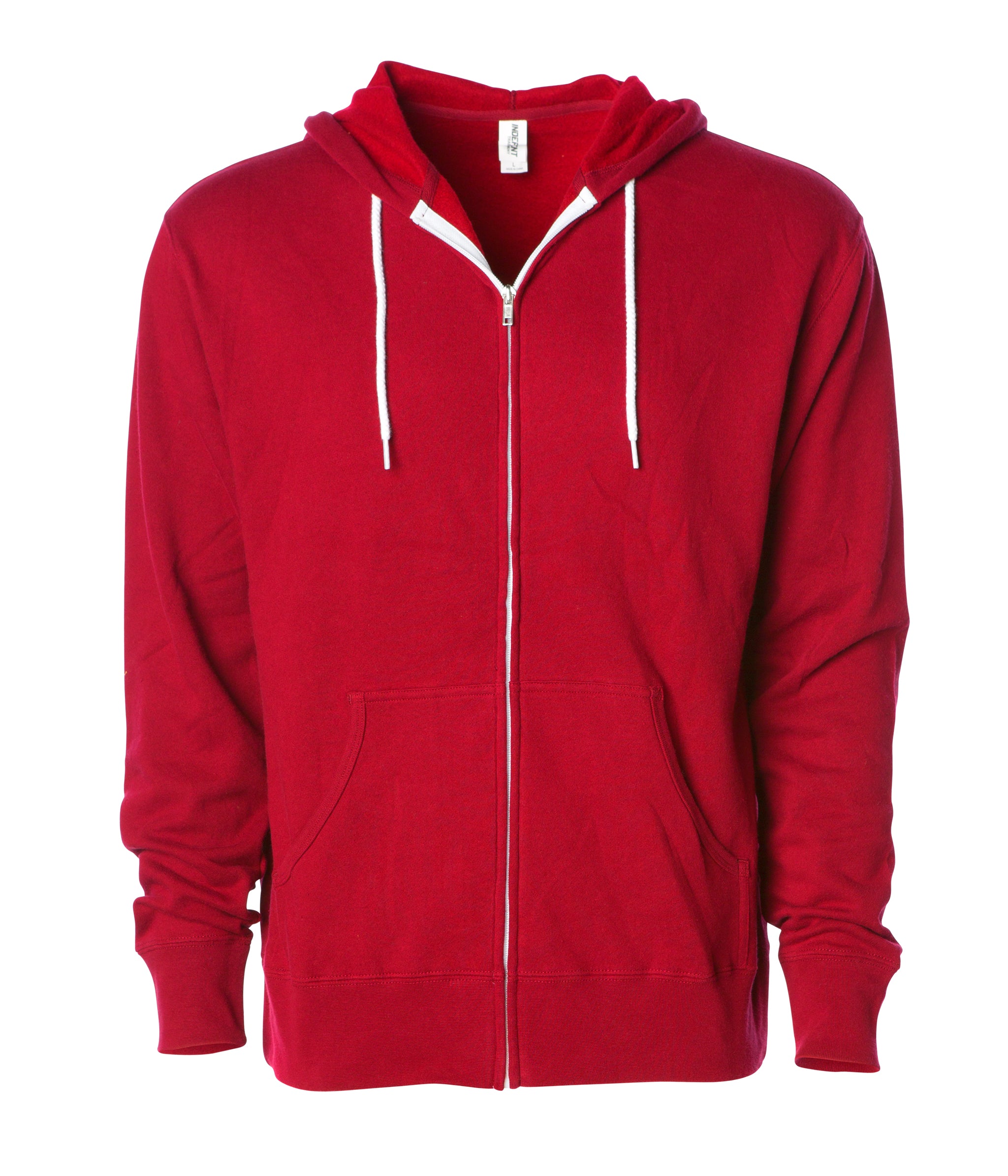 red hoodie white zipper