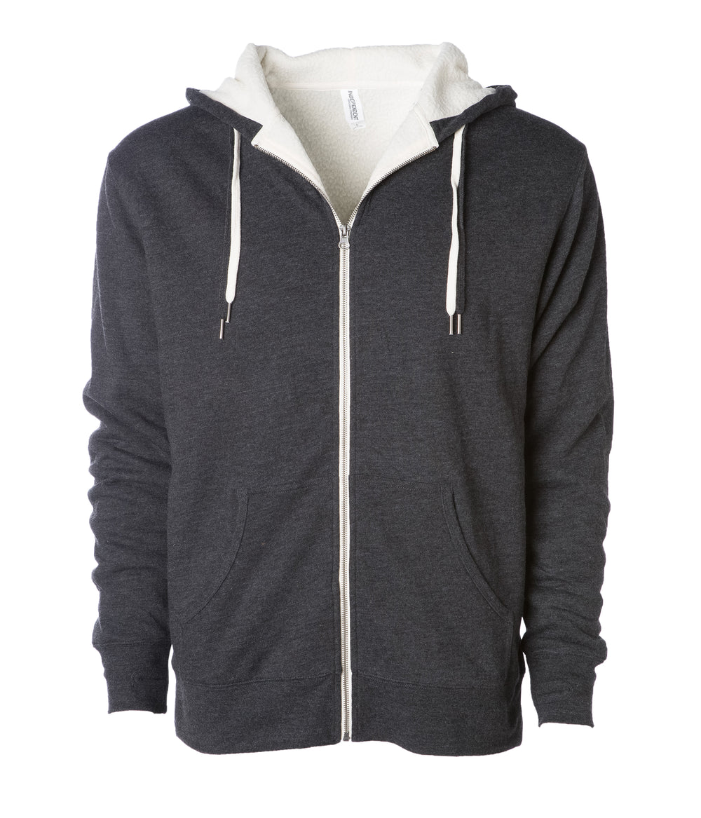 Unisex Heavyweight Sherpa Lined Heather Zip Hood - Independent Trading ...