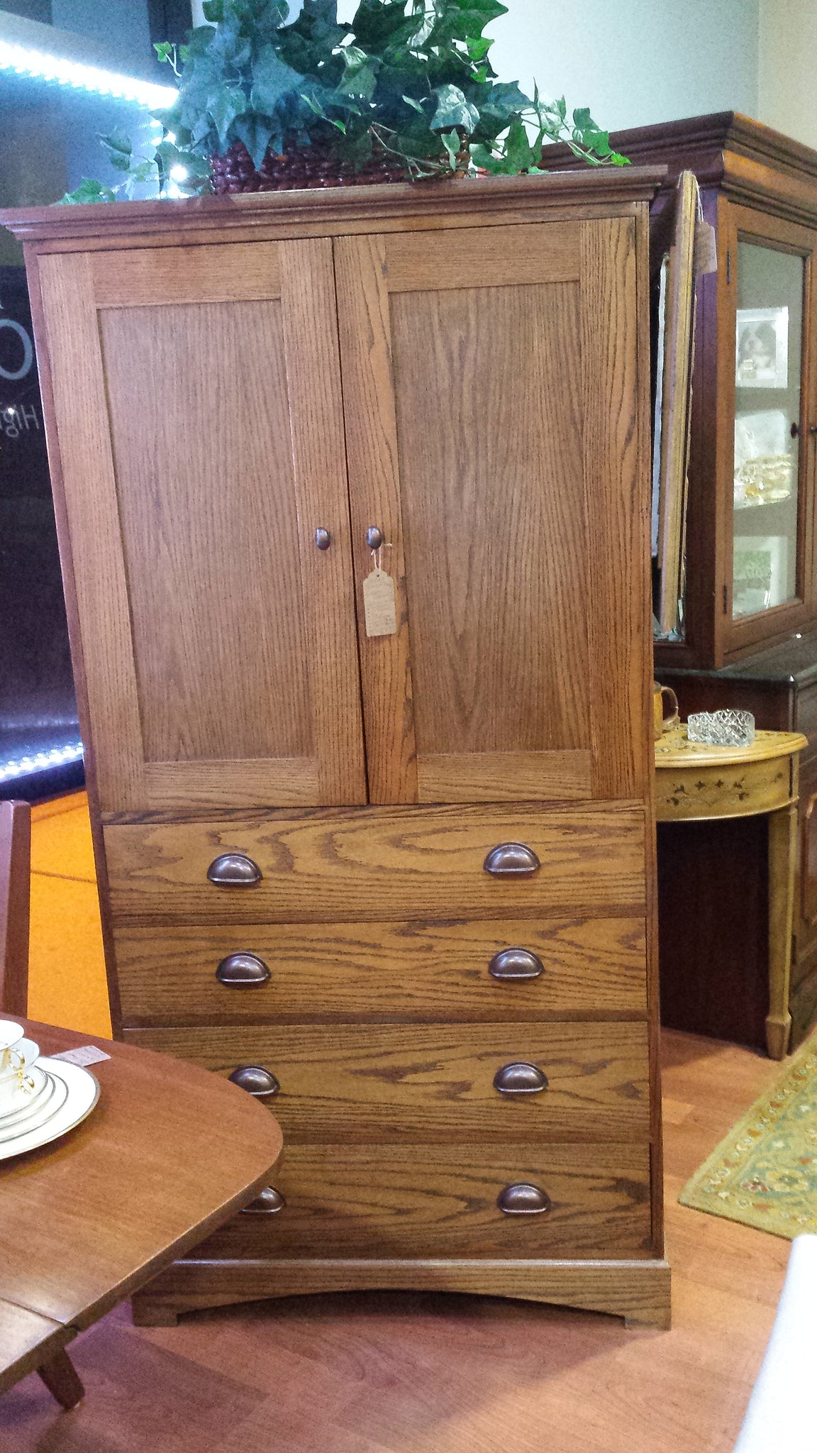 Solid Oak Armoire Or Entertainment Center Elite Furniture Resale