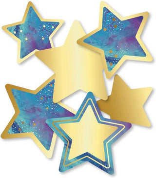 Sparkle + Shine Solid Silver Glitter Stars Cut-Outs, Pack of 36
